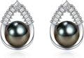 Gift for Wife -Tahitian Black/Freshwater Cultured-Pearl-Earrings-Gifts for Women Wedding Birthday Anniversary-Mom Her Mothers Day Valentines Day Christmas-18K Gold Plated Sterling Silver Pearl Stud Earring Fine Jewelry