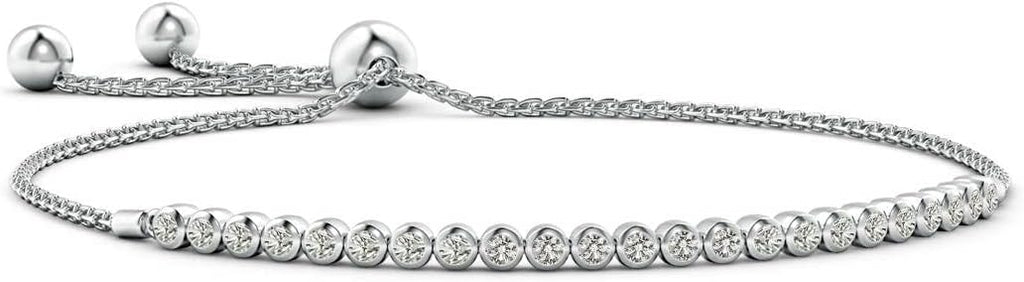 Angara Diamond Tennis Bolo Bracelet in 14K Solid Gold | Natural Diamond Adjustable Chain Bracelet for Women | April Birthstone Jewelry Gift For Women