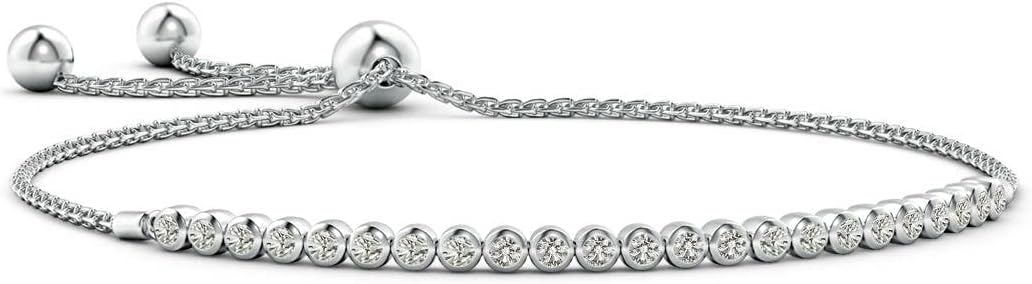 Angara Diamond Tennis Bolo Bracelet in 14K Solid Gold | Natural Diamond Adjustable Chain Bracelet for Women | April Birthstone Jewelry Gift For Women