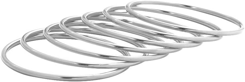 Edforce Stainless Steel Glossy Thin Round Bangle Bracelet Set for Women, Set of 7