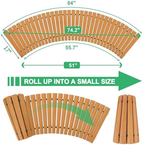 RELIANCER 6' Wooden Garden Pathway, Outdoor Roll Out Cedar Curved Walkway - Image 2