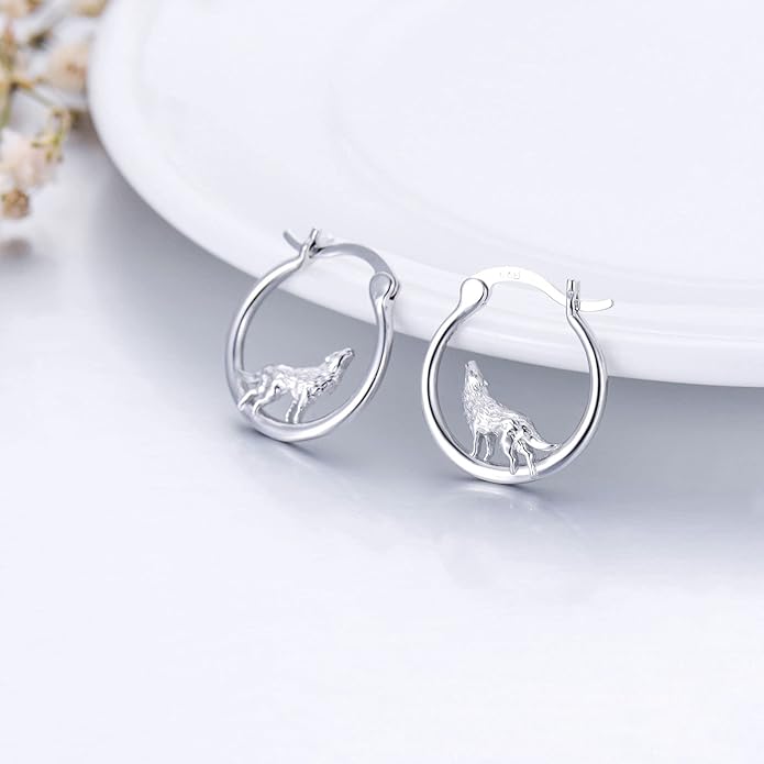 JUSTKIDSTOY Hypoallergenic Panda/Unicorn/Hummingbird/Dolphin Hoop Earrings for Women 925 Sterling Silver Animal Huggie Hoop Earrings Jewelry Gifts for Sensitive Ears