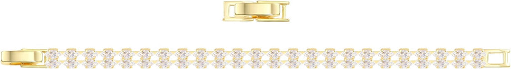14K Gold Plated Women’s Tennis Bracelet – Sleek CZ Line Bracelet, Fits 6.0"–7.2" Wrist – Sparkly Everyday Jewelry Gift, Contemporary Tennis Bracelets for Women