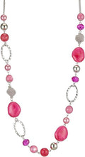 BULINLIN Beaded Long Necklace for Women Silver Sweater Chain Necklace with Crystal Resin Beads, Fashion Jewelry Necklace