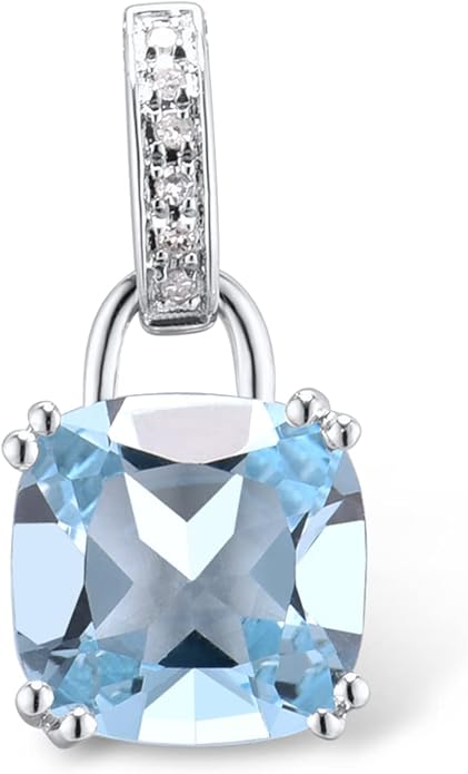 Santuzza 10K Solid Gold Solitaire Gemstone Genuine Diamond Dainty Pendant Without Chain for Women