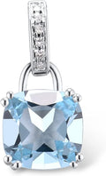 Santuzza 10K Solid Gold Solitaire Gemstone Genuine Diamond Dainty Pendant Without Chain for Women