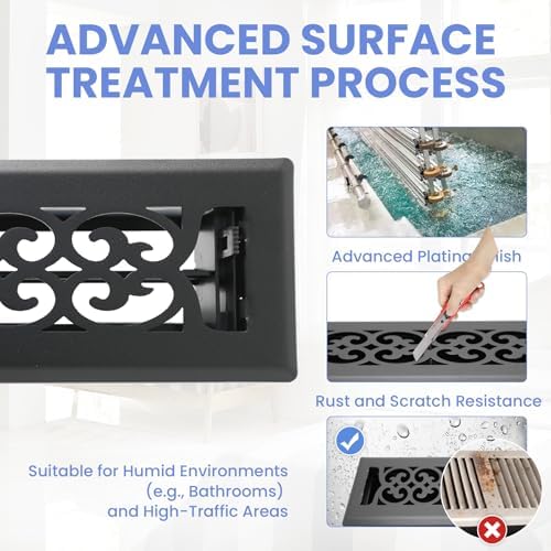 Howeall 2x12 Inches Heavy Duty Walkable Floor Register Easy Adjust Air Supply - Image 3