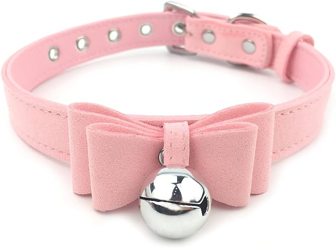 Destiny Love Bell Padlock Choker Collar Necklace Lolita Bow Collar Cat Kitty Velvet Necklace with Heart Lock and Key with Box for Women and Men