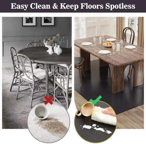 8'×10' Black Floor Mat for Under Kitchen Table, Waterpoof Floor Protector - Image 2