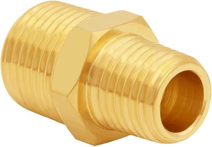 Uenede Brass 1/4" NPT Male to 1/2" NPT Male Reducer Adapter - Image 3