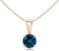 Angara Natural Blue Topaz Solitaire Pendant for Women | Classic Prong-Set Round Blue Topaz Pendant in 14K Solid Gold/Silver/Platinum With 18" Chain | December Birthday, Gemstone Jewelry Gift