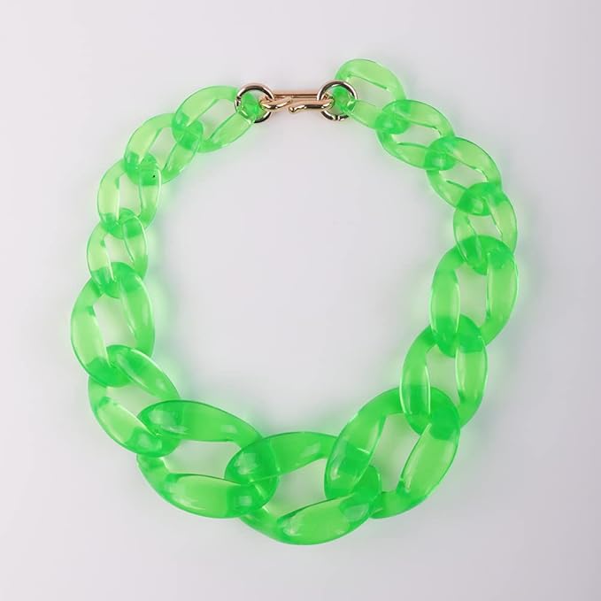 Wiwpar Green Acrylic Choker Necklace Statement Chunky Fashion Acrylic Necklace Colorful for Women (Green)