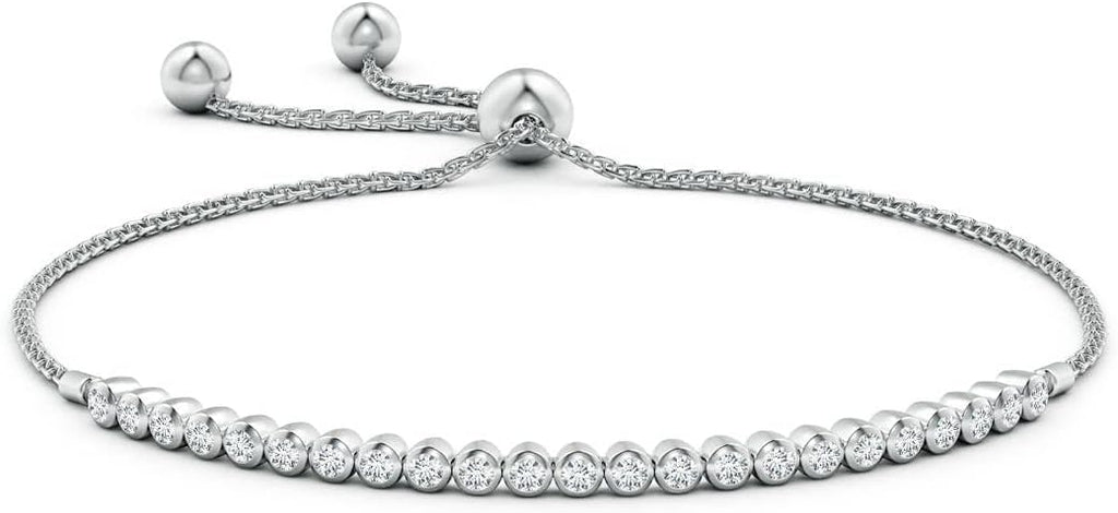 Angara Diamond Tennis Bolo Bracelet in 14K Solid Gold | Natural Diamond Adjustable Chain Bracelet for Women | April Birthstone Jewelry Gift For Women
