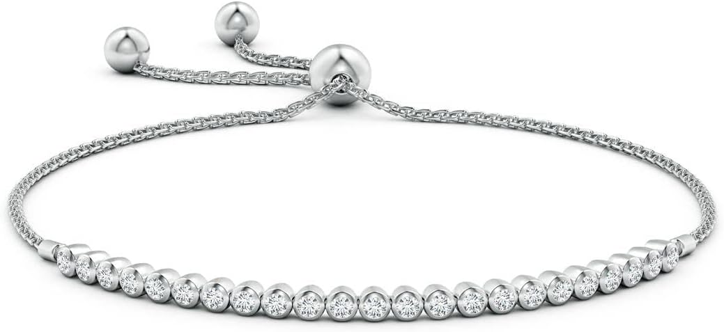Angara Diamond Tennis Bolo Bracelet in 14K Solid Gold | Natural Diamond Adjustable Chain Bracelet for Women | April Birthstone Jewelry Gift For Women