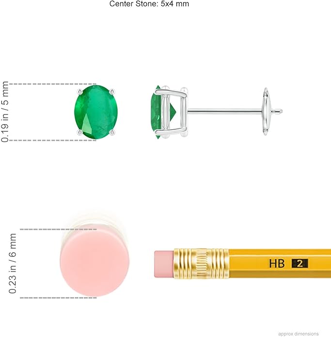 ANGARA Natural Emerald Earrings for Women | Oval Shape Emerald Classic Earrings in 14K Solid Gold/Platinum | May Birthday, Anniversary, Gemstone Jewellery Gift