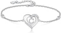 RIVIKO Heart Initial Bracelets for Women,925 Sterling Silver Letter Bracelets, Personalized Charm Alphabet Jewelry Valentines Christmas Mother’s Day Birthday Gifts for Women Friend Her Mom Wife Lady
