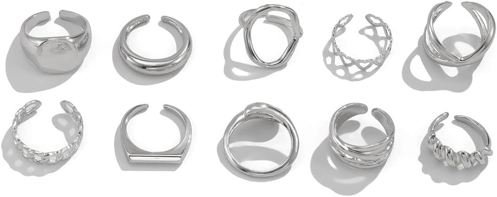 Sora Tuki Rings for Women Chunky Rings Set Adjustable Stackable Ring for Women Bold Thick Statement Ring Trendy Chunky Jewelry