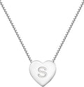 YL Initial Necklace 925 Sterling Silver Heart Letter Pendant A-Z Alphabet Cubic Zirconia Jewelry for Women