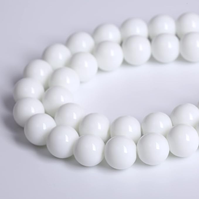 4mm 90pcs Natural White Porcelain Agates Stone Round Beads for Jewelry Making Spacer Loose Spacers Beads DIY Bracelets 15" Strand (White Porcelain Agate, 4mm)
