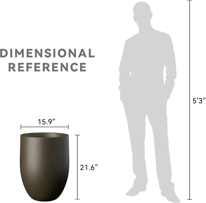 Kante Large Round Bullet Dark BRN Concrete Planter 21.7" Tall, Outdoor | Rubber - Image 7