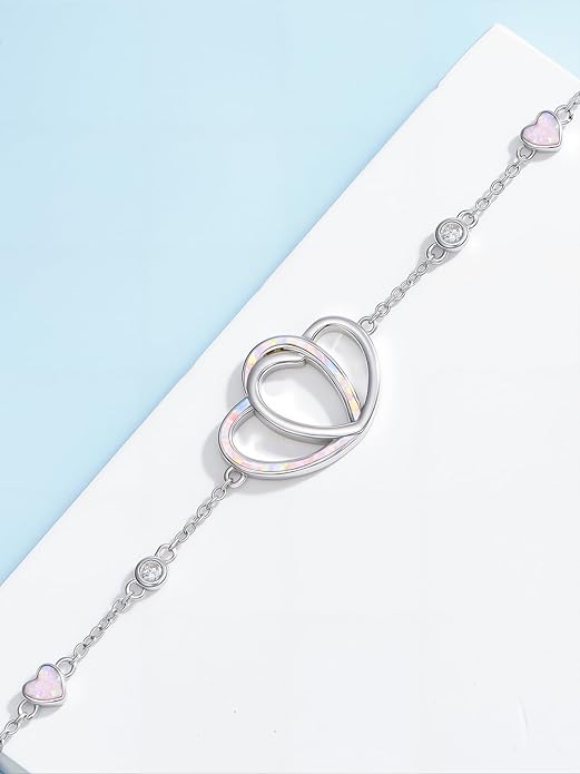 WINNICACA 925 Sterling Silver Anklets for Women Adjustable Beaded Butterfly Opal Anklet Bracelet Foot Chains Jewelry Gifts for Women Beach Birthday Christmas Gift