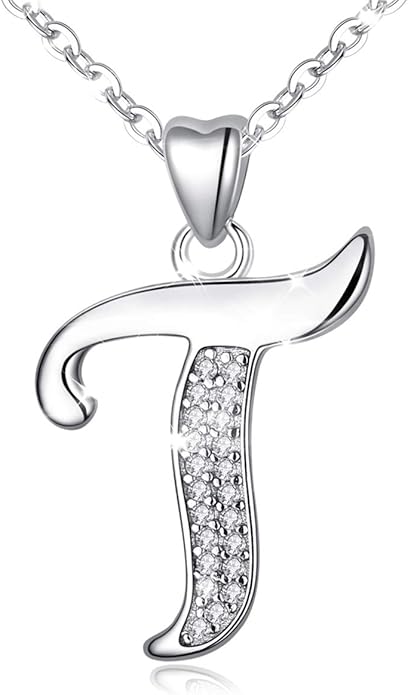AEONSLOVE 925 Sterling Silver Initial Necklaces for Women, 26 Letters Pendants Necklace Gift for Mother, Daughter, Wife, 18 Inch Chain