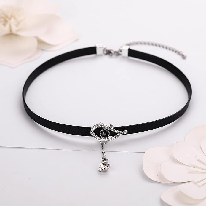 Yonhon Black Choker Necklace for Women,Gold/Siver Tone Choker Necklace with Elegant Pendantant