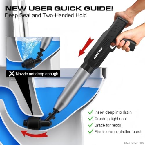 ‌Electric Toilet Plunger for Bathroom, High-Pressure Air Plunger, Heavy-Duty - Image 4