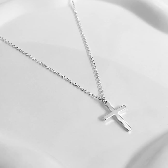 Zeffy Cross Necklace for Women,18K Gold/Silver Plated Tiny Cubic Zirconia Cross Pendant Necklace for Women Simple Layered Cross Necklaces for Women
