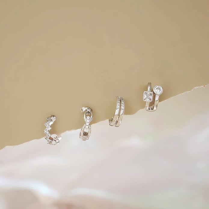 CHIC & ARTSY 925 Sterling Silver Ear Cuffs for Women, Non Piercing Clip On Cartilage Cuffs, Adjustable Fake Conch & Helix Earrings, Gold Plated & Oxidized Various Styles