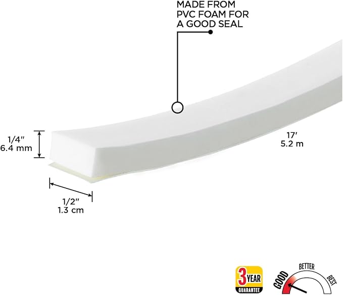 MD Building Foam Window Seal, Medium Gaps, 1/4in x 1/2in x 17ft | Closed-Cell - Image 5