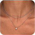 Dainty Gold Necklace for Women Non Tarnish Layered 14k Diamond Pendant Charm Gold Plated Necklaces CZ Trendy Zirconia Chain Choker Necklace Stack Gold Jewelry for Women Birthday Gift