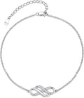 Anklet for Women 925 Sterling Silver Double Infinity Ankle Bracelet Waterproof Summer Jewelry Anniversary Birthday Gifts for Her