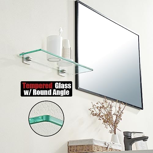 JQK Bathroom Glass Shelf, Floating Tempered Glass Shower Storage 16 by 5 inches - Image 6