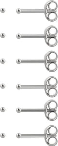 14K Gold Filled Polished Small CZ Pearl Ball Stud Earrings Set for Women Men 20G Surgical Steel Hypoallergenic Piercing Studs for Sensitive Ear, Pack of 6 Pairs