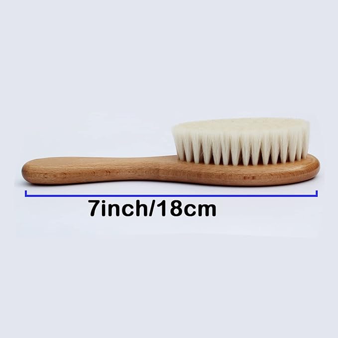 Baby Hair Brush with Wooden Handle, for Newborns & Toddlers-Natural Soft Goat Bristles-Ideal-Perfect Baby Registry Gift