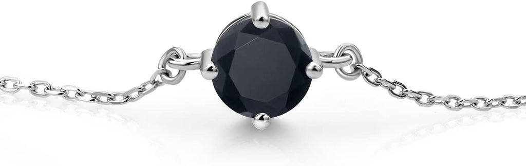Gem Stone King Gemstone Birthstone Solitaire Bracelet For Women | 925 Sterling Silver | Round 6MM | Gift for Her Women Wife Mom Lady Daughter | Adjustable Bolo Bracelet | Easy-On Easy-Off