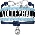 Volleyball Bracelets For Girls- Ideal Volleyball Gifts & Souvenirs. Adjustable Charm Bracelet with Moveable Letters, Infinity Symbol & Silver Volleyball Charm. Fashionable Bracelets by SportyBella.