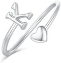 Initial Rings for Women Girls - Valentines Day Gifts for Her, Adjustable Rings for Women Non Tarnish Letter A-Z Dainty Heart Ring Teen Girls Gifts Trendy Stuff Personalized Jewelry Gift