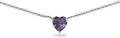 Birthstone Necklace for Women - Genuine or Synthetic Gemstone, 7mm Heart Solitaire, Short Dainty Layered Choker, Silver