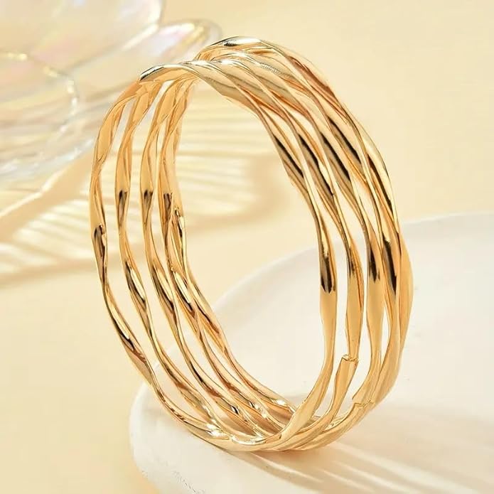 16Pcs Gold Bangle Bracelets for Women - Multi Layer Stackable Textured Bracelets Boho Jewelrys Set.