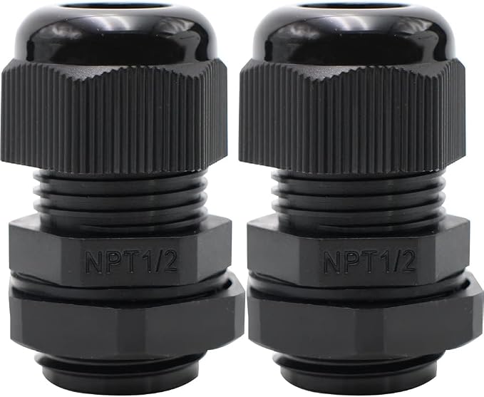 25-Pack 1/2" NPT Cable Glands, IP68 Waterproof Nylon PA66 Strain Relief Cord - Image 8