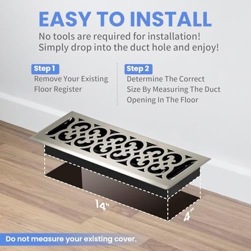 Howeall 4x14 Inches Heavy Duty Walkable Floor Register Easy Adjust Air Supply - Image 6