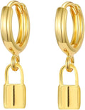 XYJZXY Gold Huggie Small Hoop Earrings with Charm Personalized Snake/Evil Eye/Star/Cross/Lock/Key 18k Gold Plated Crystal Drop Dangle Earrings for Women