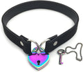 Succuba Padlock Choker Collar Necklace with Lock and Key Heart Lock Choker for Women and Men (B, 14)