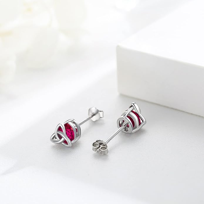 MEDWISE 925 Sterling Silver Birthstone Stud Earrings for Women Birthday Jewelry Gifts for Daughter Mother Women Valentines Day Gifts for Her