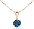 Angara Natural Blue Topaz Solitaire Pendant for Women | Classic Prong-Set Round Blue Topaz Pendant in 14K Solid Gold/Silver/Platinum With 18" Chain | December Birthday, Gemstone Jewelry Gift