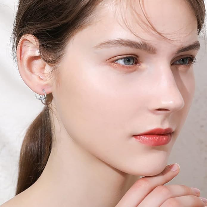 JUSTKIDSTOY Hypoallergenic Panda/Unicorn/Hummingbird/Dolphin Hoop Earrings for Women 925 Sterling Silver Animal Huggie Hoop Earrings Jewelry Gifts for Sensitive Ears