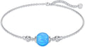 Opal Anklet/Bracelets for Women, S925 Sterling Silver Adjustable Foot Beaded Round Charm Ankle Bracelet Anklets Jewelry Anniversary Birthday Gifts for Women-1