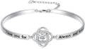 Valentines Day Gifts for Her, 18k White Gold Plated Love Knot Bracelets, Engraved Inspirational and Sentiment Bangle, Anniversary Birthday Jewelry Gift for Lover Wife Girlfriend Sister Friends